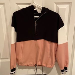 Zara Basic Half Zip Up Black, Blush Pink, and White Jacket
